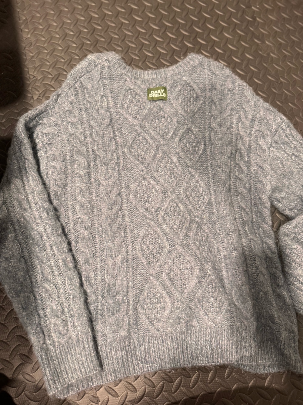 Daily Drills Blue-Gray Cable Knit Women's Sweater